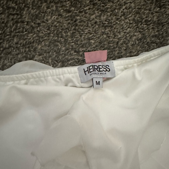 HEIRESS WHITE ASYMMETRIC RUFFLE DRESS - Picture 5 of 6